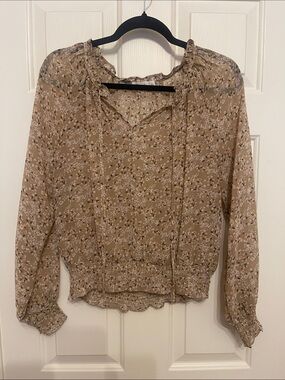 Active USA- Women's Beige Floral Blouse - S:L